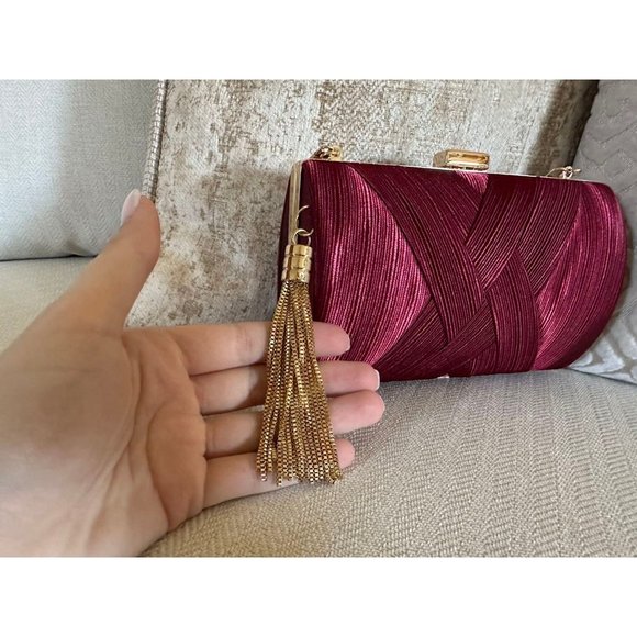 Cross Front Evening Clutch Bag, Wedding Clutch, Prom Clutch, Tassel Clutch Bag - Picture 5 of 7